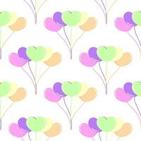 seamless pattern colorful heart shaped balloons vector