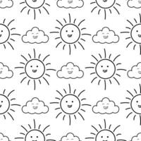 seamless pattern of sun and clouds vector