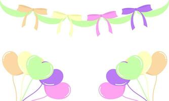 colorful heart shaped balloon and ribbon background vector