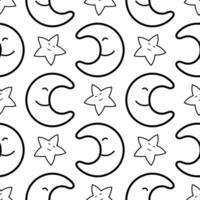 seamless pattern of moons and stars vector