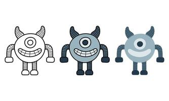 robot illustration with 3 types of designs vector