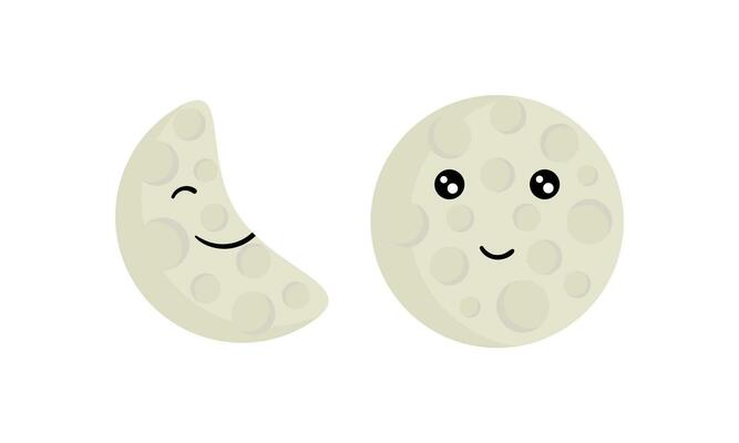 illustration of the moon with a cheerful face