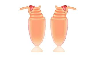 strawberry ice cream illustration with mesh technique vector