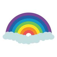 Rainbow and clouds icon. Weather season and meteorology theme. Isolated design. Vector illustration. Flat illustration of rainbow and cloud vector icon for web