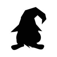 Vector silhouette of witch on white background. Symbol of Halloween. Silhouette of a dwarf or witch for a cute Halloween design element