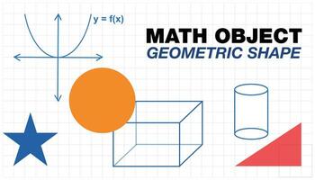 Illustration of geometric math formulas with circle diagrams and 3d geometric shapes. Mathematical background, Suitable for math book covers and other math designs vector