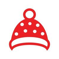 Knitted hat. Red flat vector icon isolated on white background. Winter design elements. winter gear, warm hat