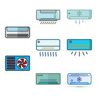aire acondicionamiento icono conjunto diseño vector