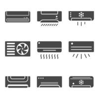 aire acondicionamiento icono conjunto diseño vector
