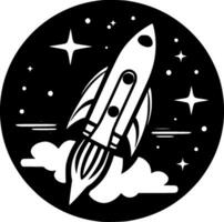 Rocket - Black and White Isolated Icon - Vector illustration