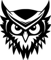 Owl, Black and White Vector illustration