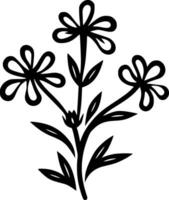flor silvestre - negro y blanco aislado icono - vector ilustración