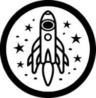 Rocket - Black and White Isolated Icon - Vector illustration