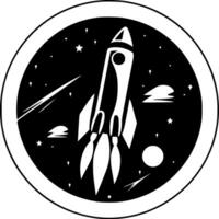 cohete - negro y blanco aislado icono - vector ilustración