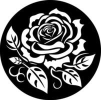 Rosa - negro y blanco aislado icono - vector ilustración