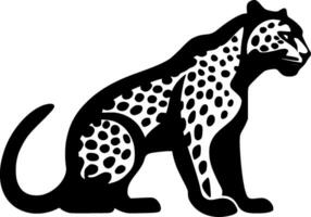 leopardo - negro y blanco aislado icono - vector ilustración