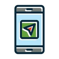 Navigation App Vector Thick Line Filled Dark Colors