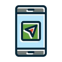 Navigation App Vector Thick Line Filled Dark Colors