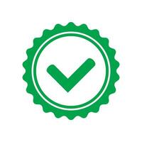 Yes round stamp icon. Seal with check mark icon. Symbol of approval. vector