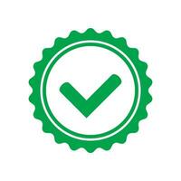 Yes round stamp icon. Seal with check mark icon. Symbol of approval. vector