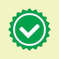 Approved icon. Green approved star sticker. Profile Verification. Accept badge. Green tick symbol, icon, sign in green color. Done. Confirmed account icon. Green check mark. vector