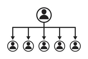 Social networking diagram, Social media connections. Hierarchy, leader icon. Hierarchy of company. Flat vector illustration.