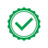 Yes round stamp icon. Seal with check mark icon. Symbol of approval. vector