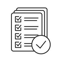 Checklist vector icon in line art style. Checklist with check mark icon isolated on background.