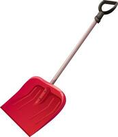 Simple vector image of snow removal tool on transparent background. Red shovel for snow removal
