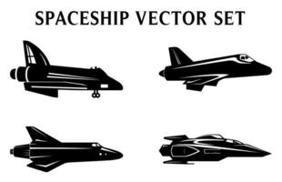 Set of Spaceship vector isolated Silhouette, Spacecraft Rocket Silhouettes Bundle