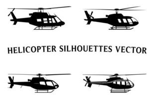 Helicopter Silhouettes Clipart Bundle, Different Types of Military Helicopters Vector Set