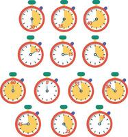 Stopwatch or Timer Clock Reminder Flat Design Collection vector