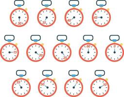 Timer and Stopwatch Flat Design Collection, Time Illustration vector