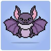 8 bit Pixel of bat. Pixel animals for game assets in vector illustration.