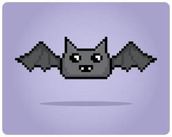 8 bit Pixel of bat. Pixel animals for game assets in vector illustration.