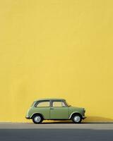 ai generative Retro Charm Pastel Green Car and Sunny Yellow Wall photo