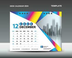 Calendar 2024 year template vector- December 2024 year, Desk calendar 2024 design, Week starts Sunday, Planner, Stationery design, flyer, Calendar printing, gradient polygon background concept vector