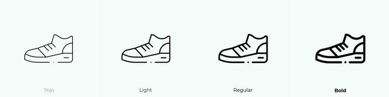 Zapatos icono. delgado, luz, regular y negrita estilo diseño aislado en blanco antecedentes vector