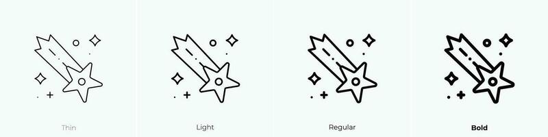 shooting star icon. Thin, Light, Regular And Bold style design isolated on white background vector