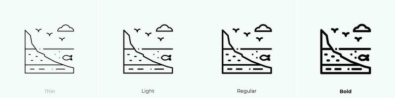 shore icon. Thin, Light, Regular And Bold style design isolated on white background vector