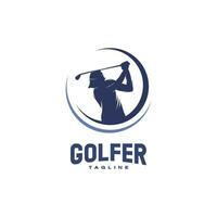 logo para golf con ilustración de un golfista vector