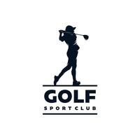 Silhouette of a golf player logo design template vector