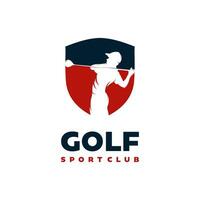 jugador columpio palo golf logo diseño inspiración vector