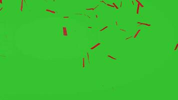 Red Confetti Falling on Green Screen Background video