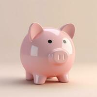 AI GENERATION piggy bank. Pastel background. 3D rendering. Financial and investment business concepts photo