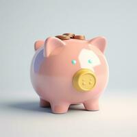 AI GENERATION piggy bank. Pastel background. 3D rendering. Financial and investment business concepts photo