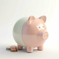 AI GENERATION piggy bank. Pastel background. 3D rendering. Financial and investment business concepts photo