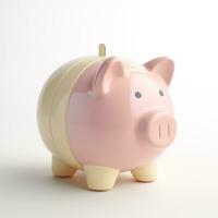 AI GENERATION piggy bank. Pastel background. 3D rendering. Financial and investment business concepts photo