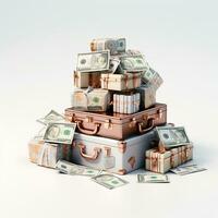 AI GENERATION stack of dollars. Pastel background. 3D rendering. Financial and investment business concepts photo