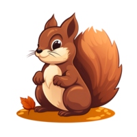 Cartoon Style Cute Squirrel Painting Drawing Illustration No Background Perfect for Print on Demand Merchandise AI Generative png